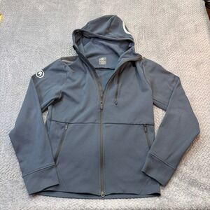 Backcountry Full Zip Hoodie Mens Small Blue Fleece Jacket Thumbhole Hiking